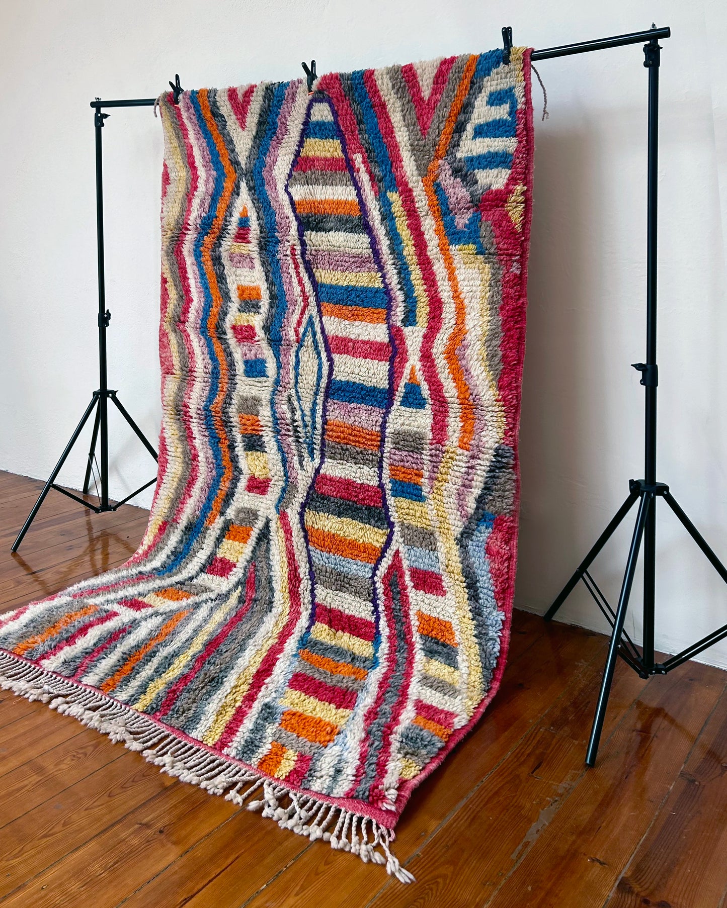 Multicoloured Moroccan Boujad Rug; 150  x 250 cm (Berber Handmade Carpet)