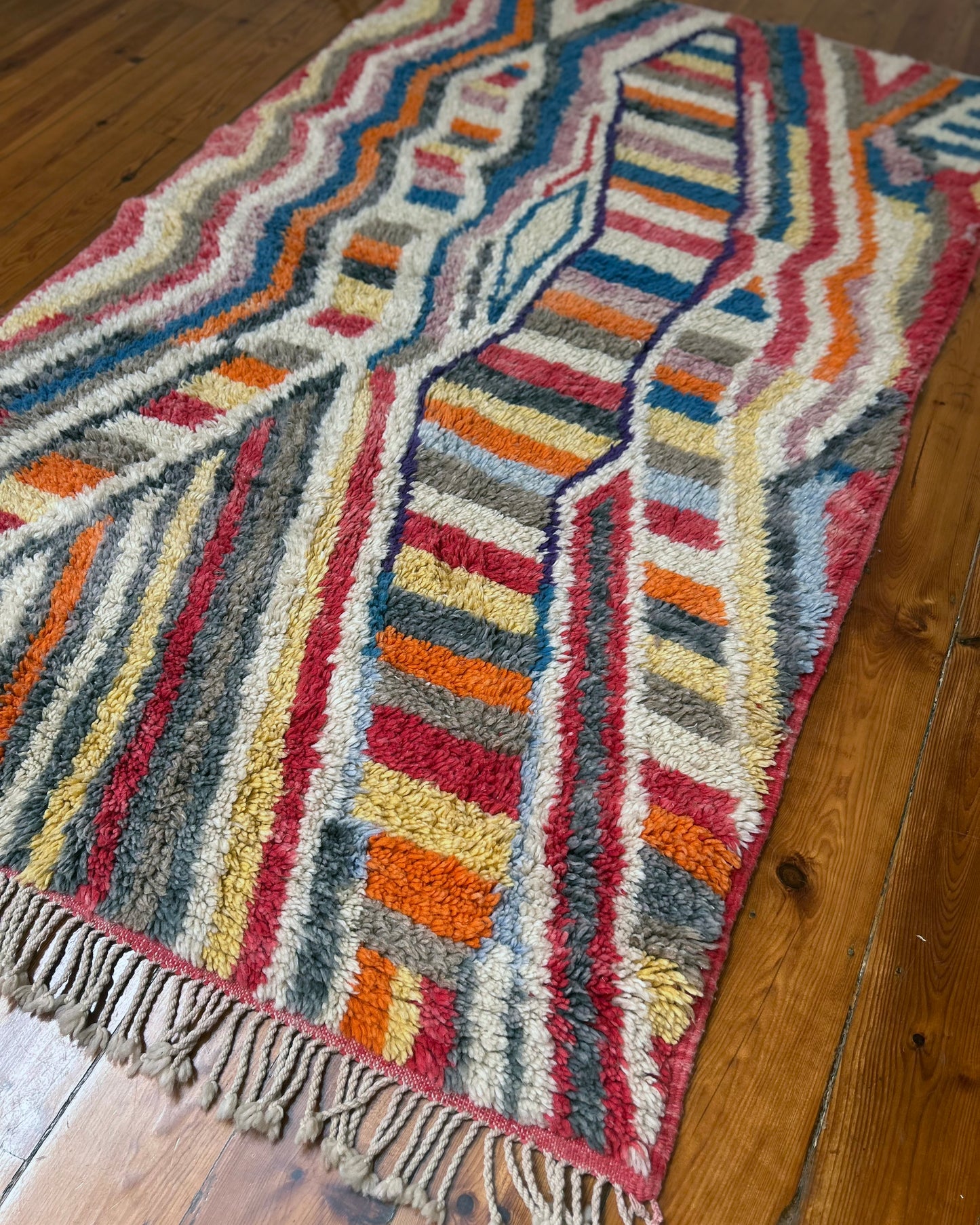 Multicoloured Moroccan Boujad Rug; 150  x 250 cm (Berber Handmade Carpet)