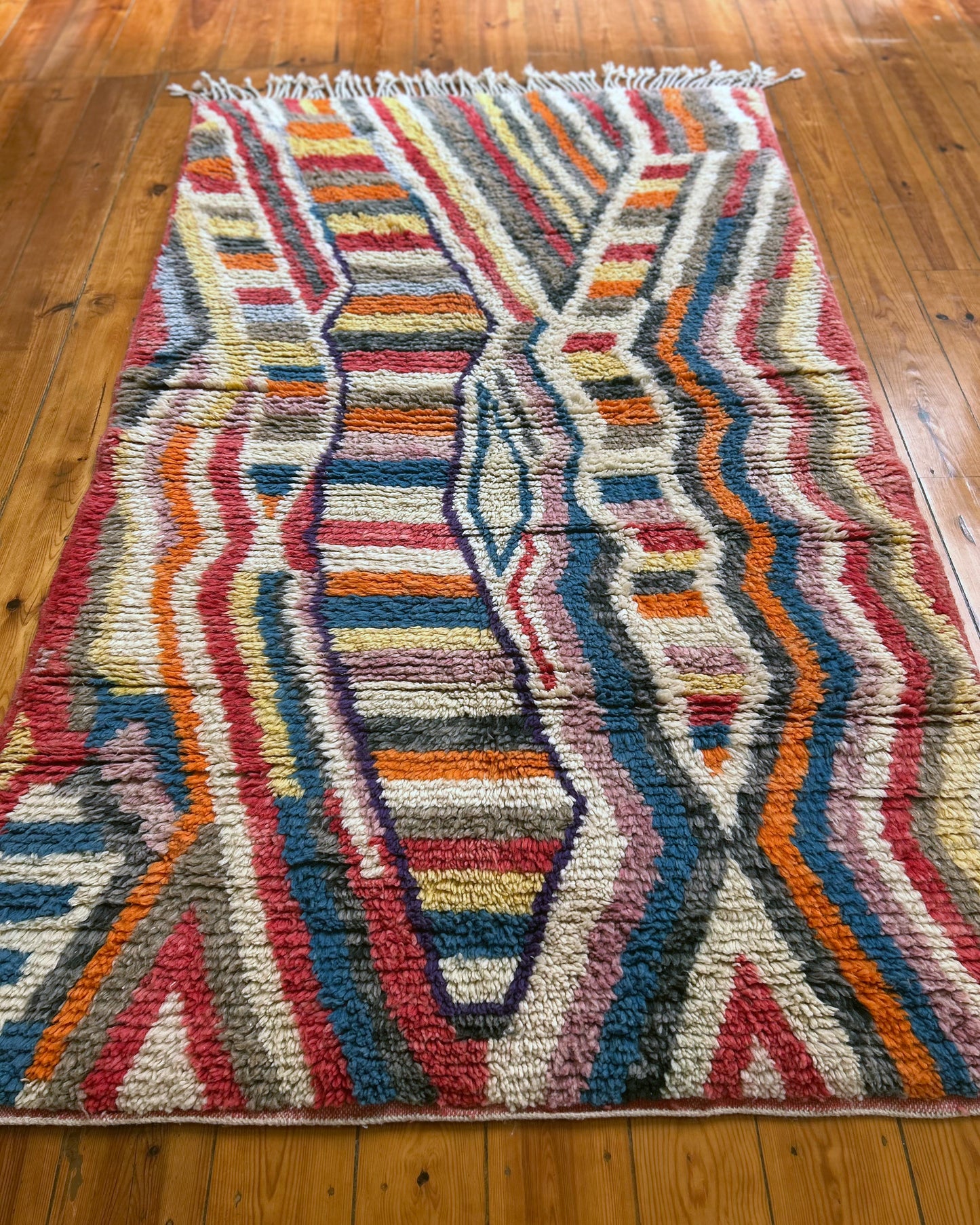 Multicoloured Moroccan Boujad Rug; 150  x 250 cm (Berber Handmade Carpet)