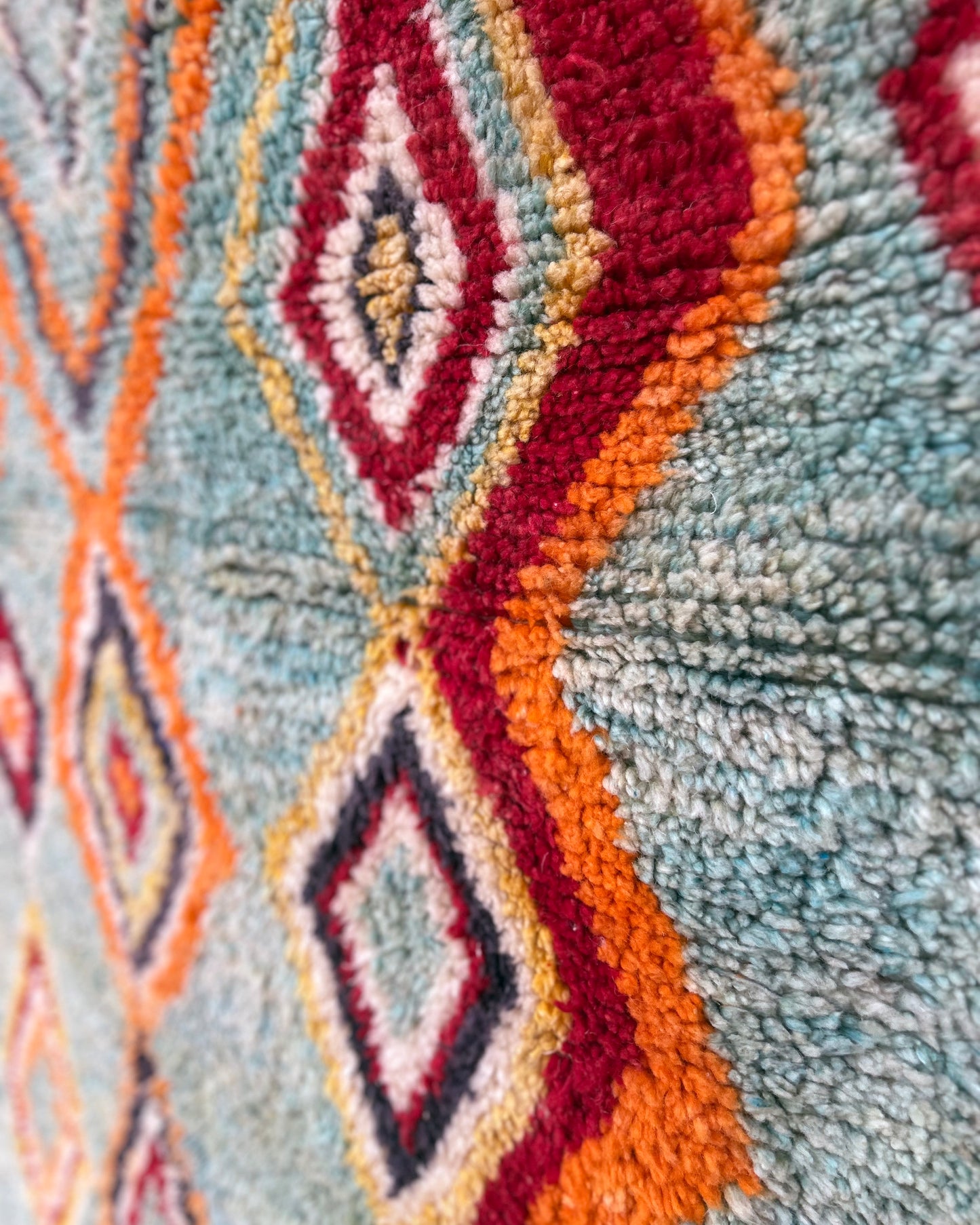 Turquoise Boujad Moroccan Rug; 250 x 142 cm (Berber Handmade Carpet)
