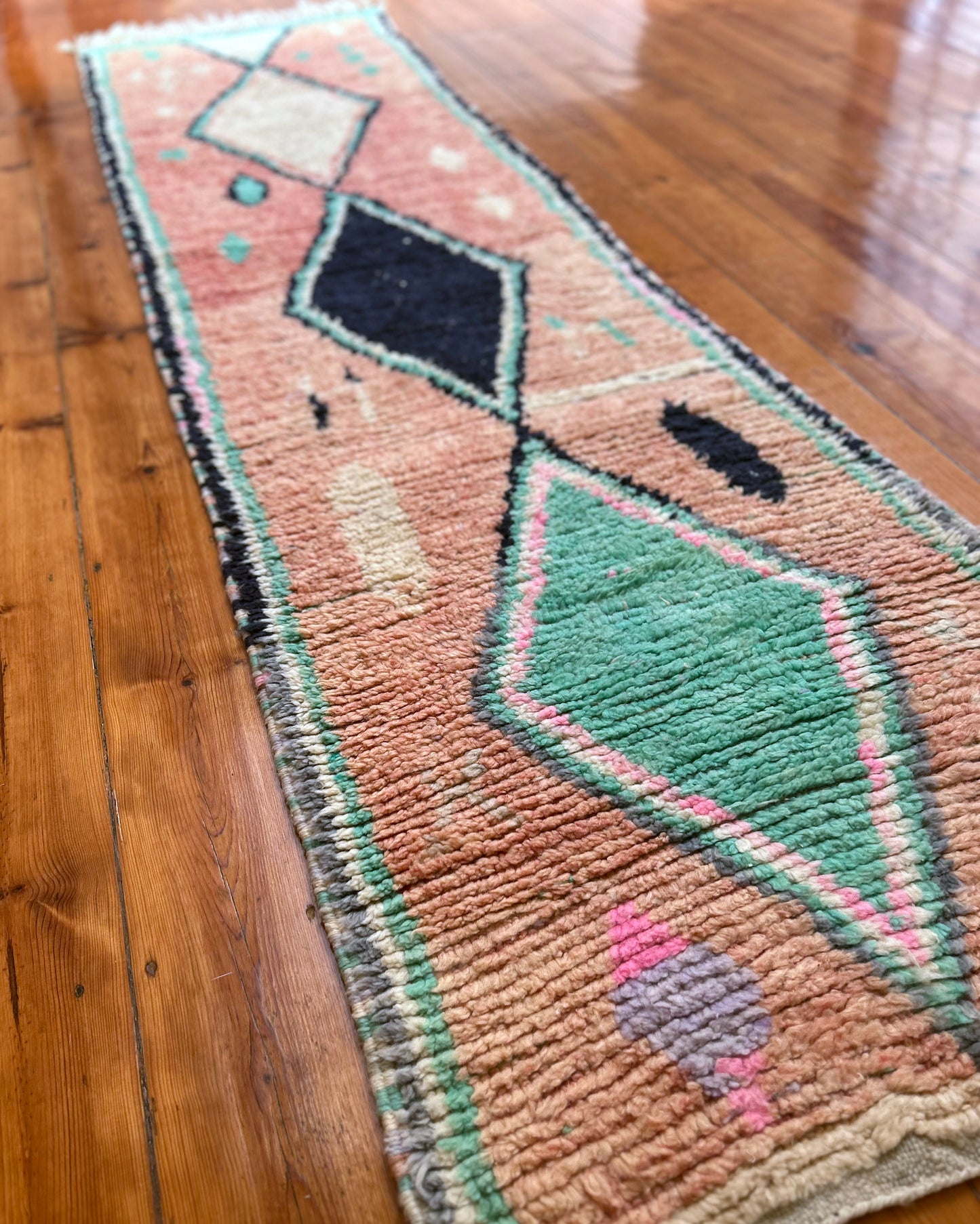 Diamond Boujad Runner; 300 x 76 cm (Moroccan Berber Carpet)