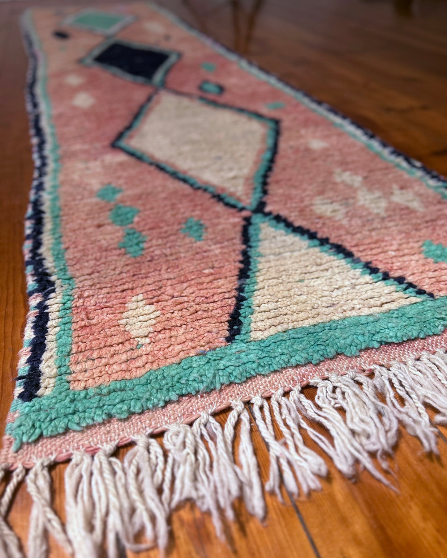 Diamond Boujad Runner; 300 x 76 cm (Moroccan Berber Carpet)