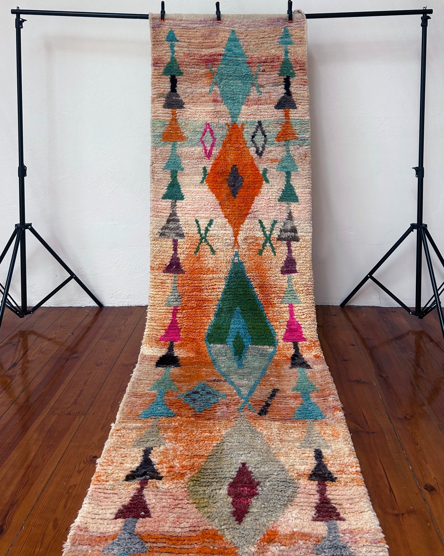 Orange Boujad Runner; 300 x 85 cm (Moroccan Berber Carpet)