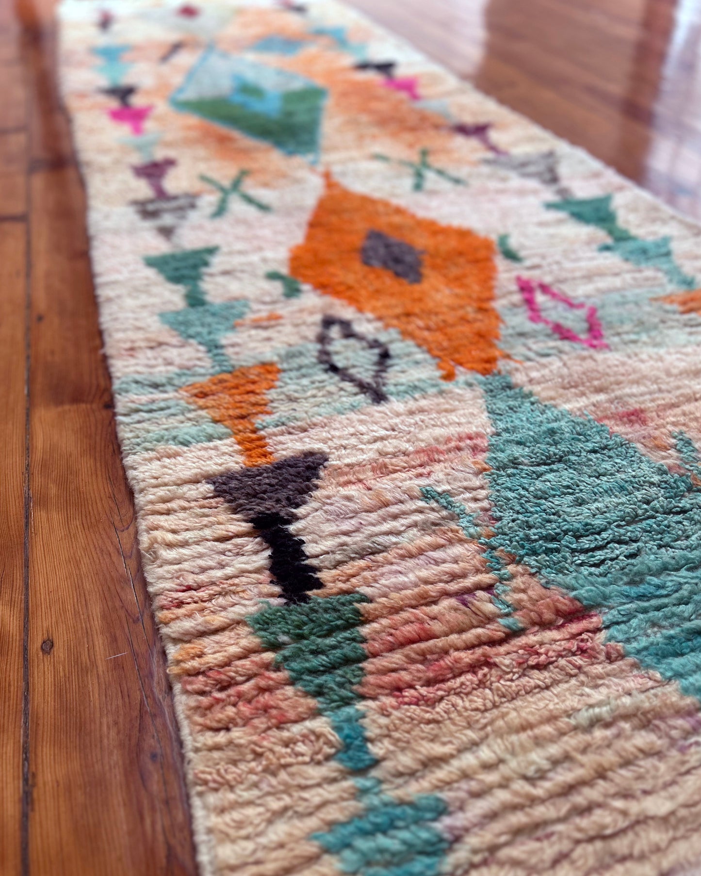 Orange Boujad Runner; 300 x 85 cm (Moroccan Berber Carpet)