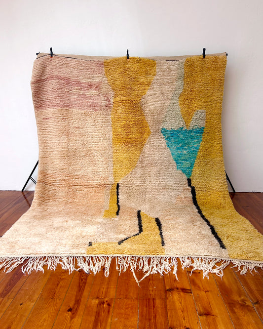 Pink & Yellow Moroccan Rug; 300 x 243 cm (Handmade Berber Carpet)