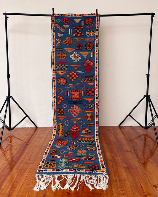 Taznakht Flat-Weave Runner; 265x 73 cm (Moroccan Berber Carpet)