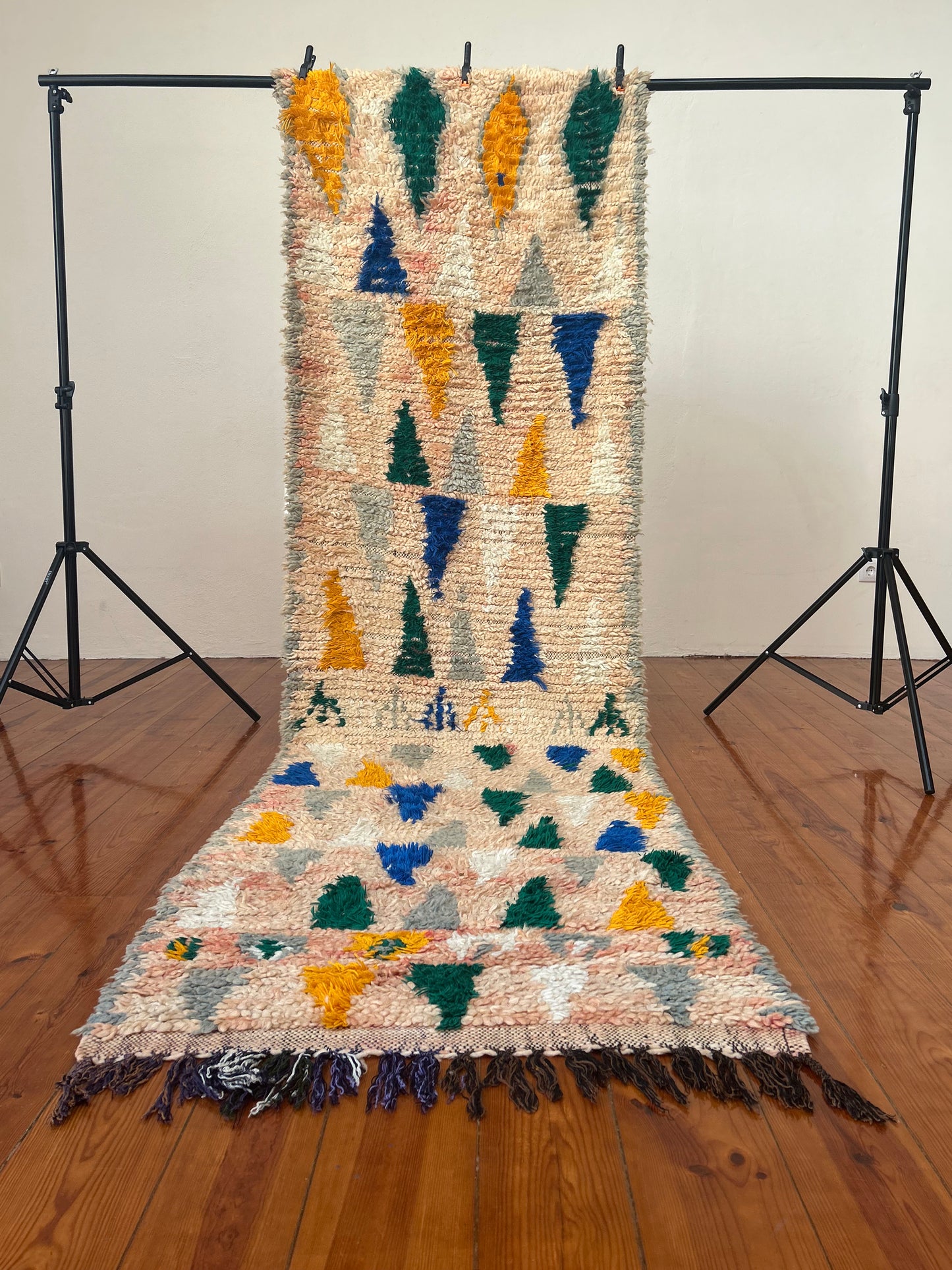 Multi Coloured Boujad Runner; 315 x 95 cm (Moroccan Berber Carpet)