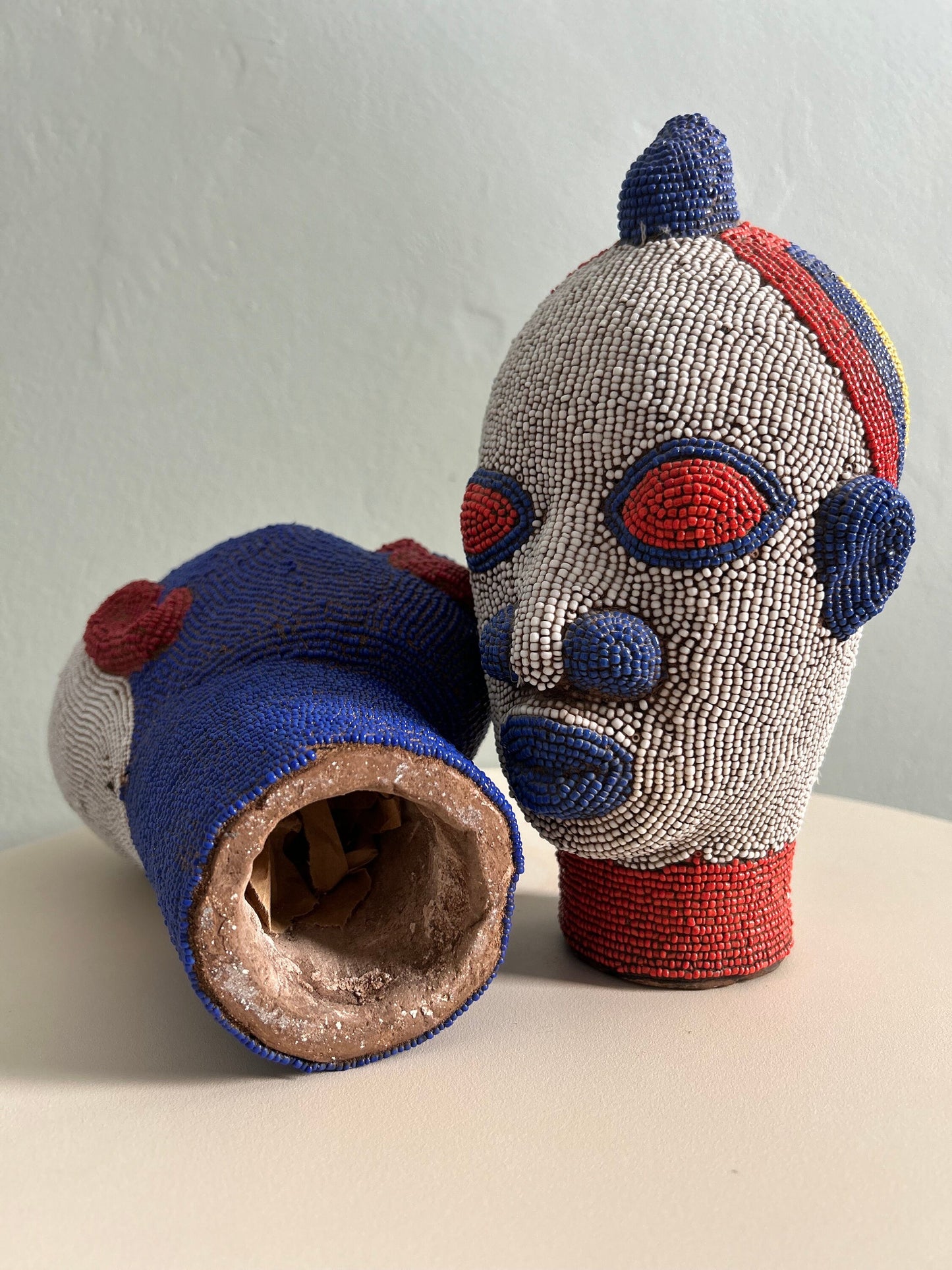 White Unique Cameroon Beaded Head