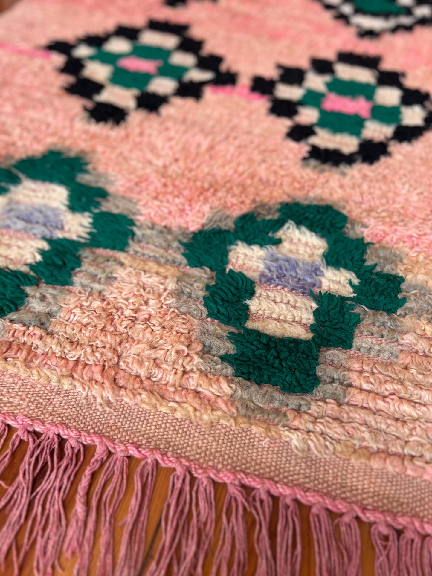 Pink Beni Mguild Moroccan Rug; 250 x 143 cm