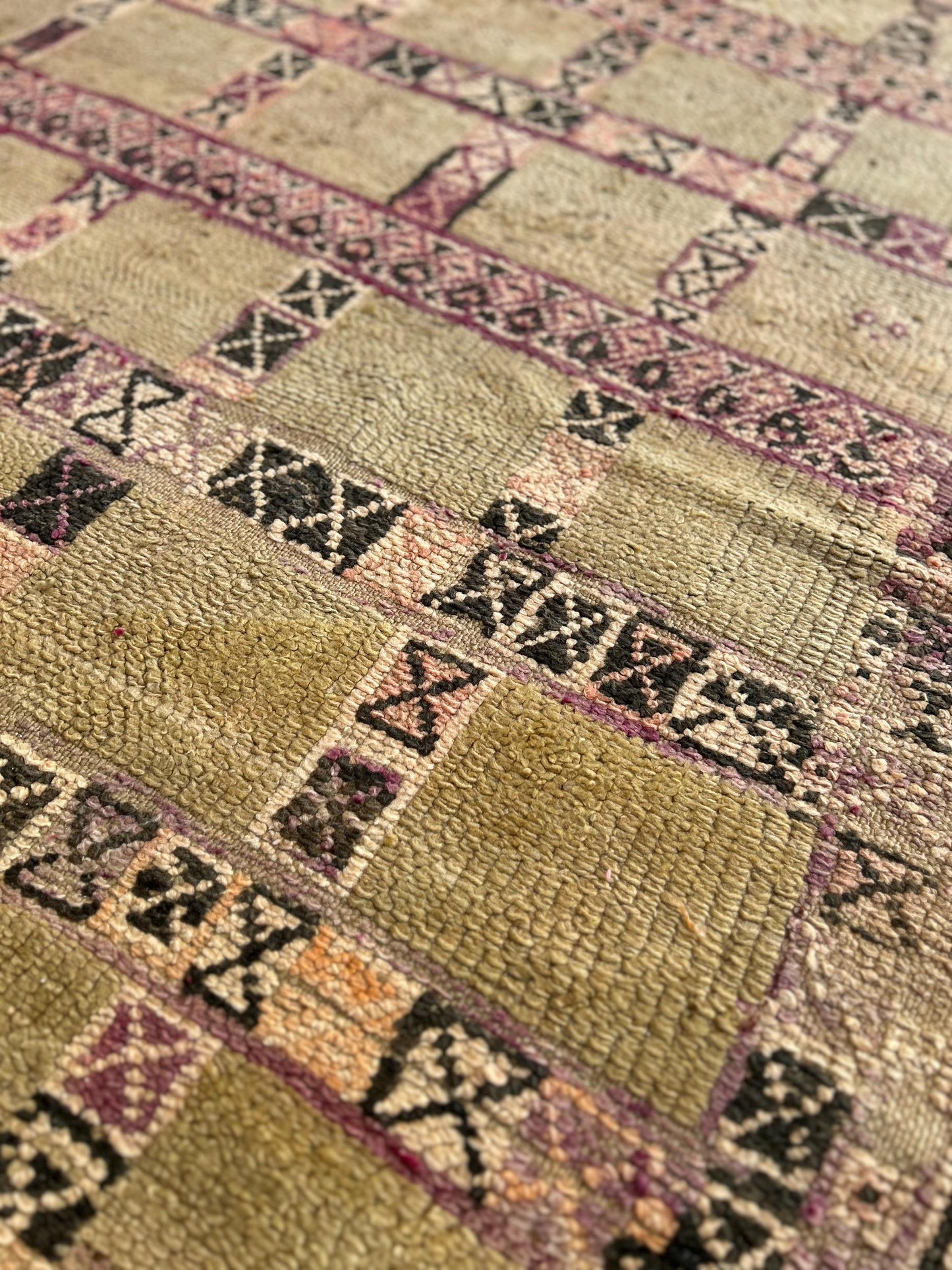 Vintage Green Beni Mguild Moroccan Rug