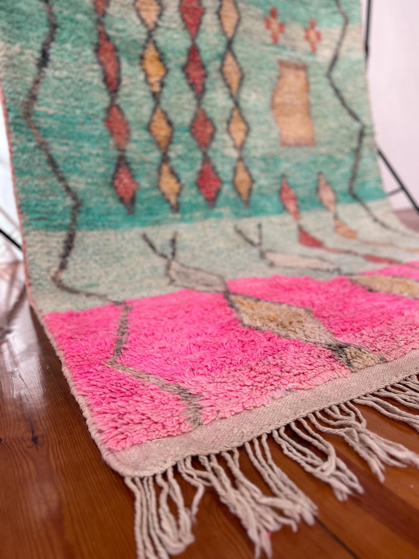 Turquoise Boujad Moroccan Rug; 270 x 174 cm (Berber Handmade Carpet)
