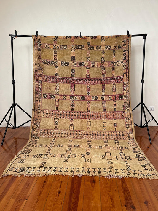 Vintage Green Beni Mguild Moroccan Rug