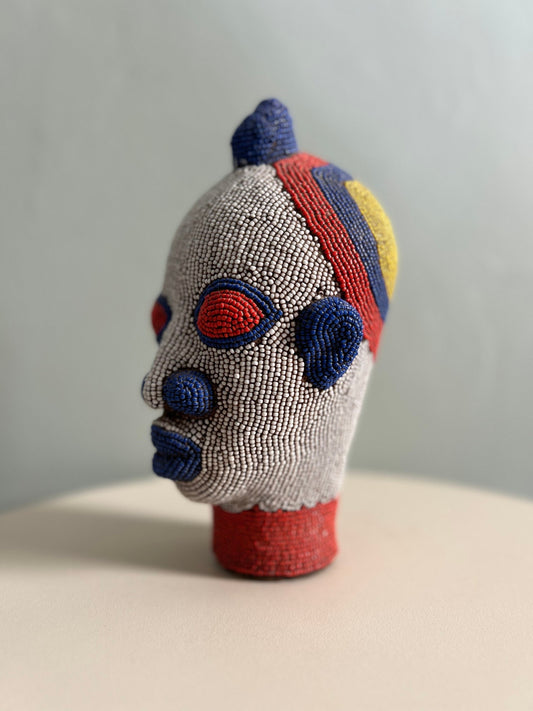 White Unique Cameroon Beaded Head