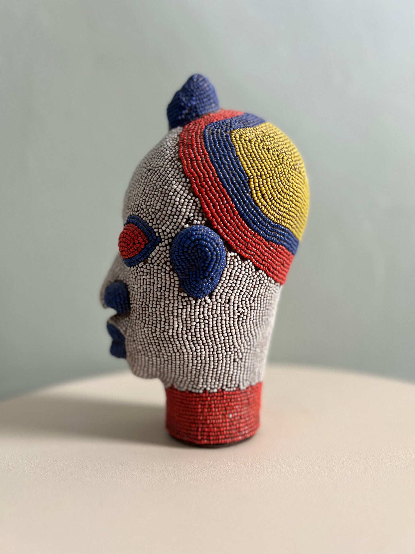 White Unique Cameroon Beaded Head