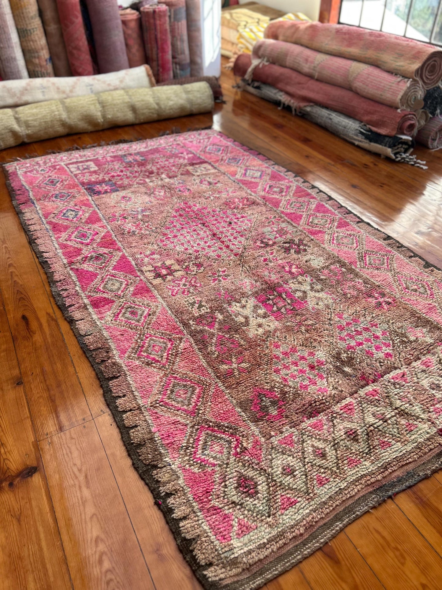 Pink Beni Mguild Moroccan Rug